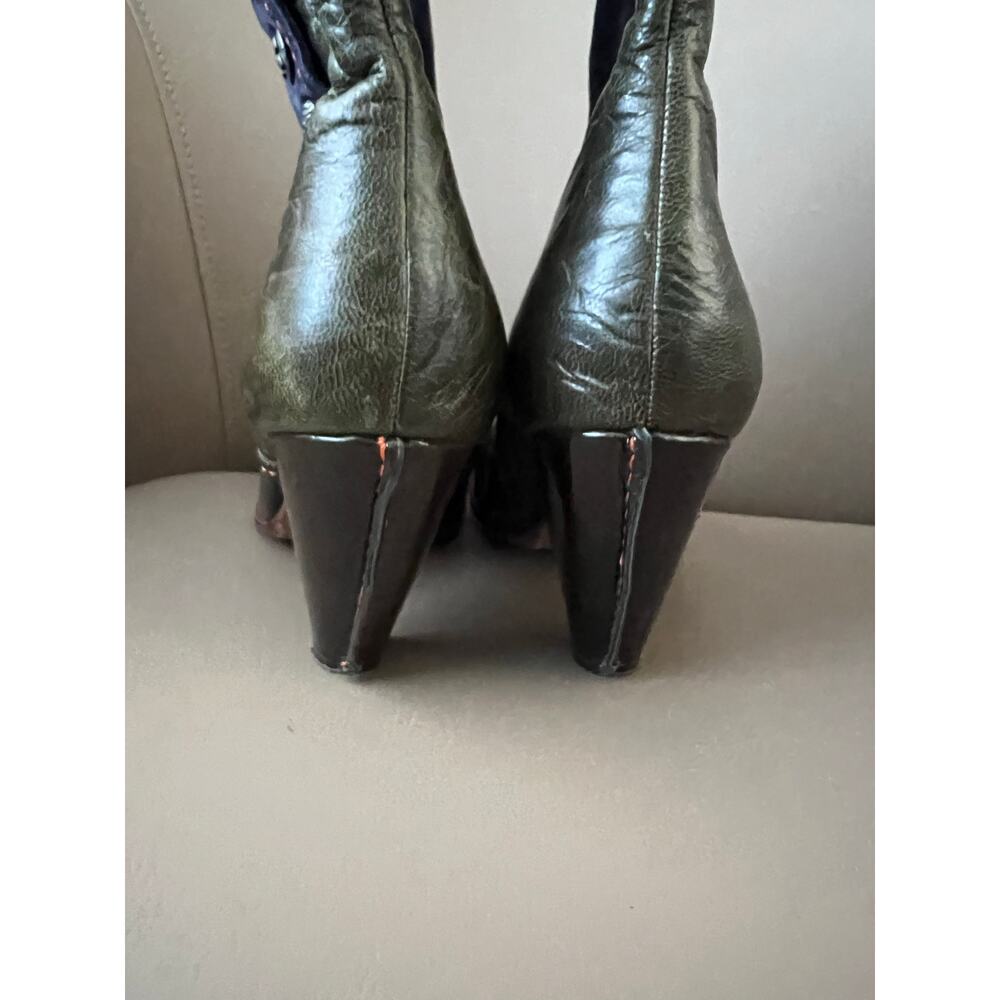 VTG True Relgion Boots Sz 8.5 Patent Y2K Purple Brown Victorian 2000s Suede Boho - Picture 4 of 11